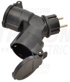 VIŠESTRUKI ADAPTERSKI NATIKAČ,CRNI 250 VAC, 16 A, 2xSCHUKO, max. 3680 W, IP44