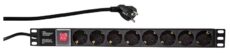 19" NAPOJNA LETVA, 8xSHUKO, PREKIDAČ, 1U, KABEL 2M, CRNA